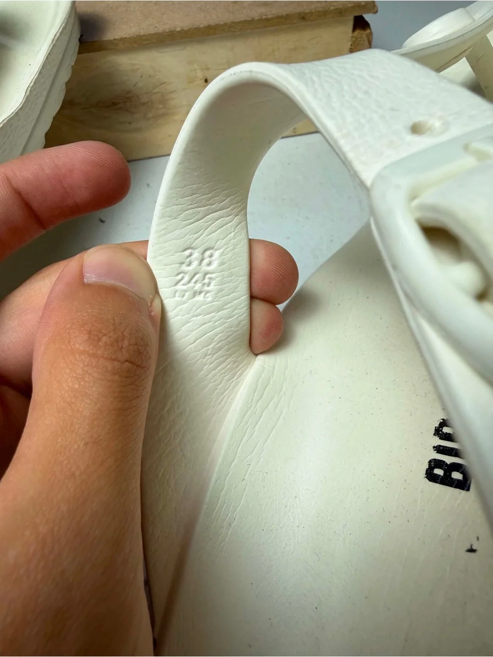 Birkenstock White EVA Thong Sandals with Adjustable Buckle - Picture 7 of 12